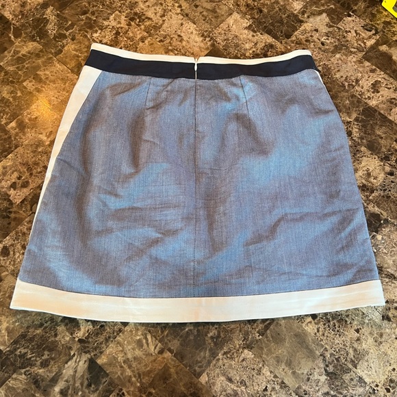 MORINE Comte Marant Mini Skirt Linen Blend Colorblock Blue Pockets Faux Wrap - Picture 8 of 11